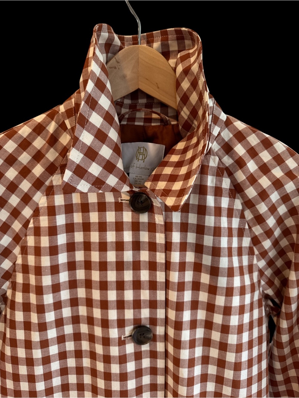 House of Harlow 1960 Brown and White Gingham Trench Coat